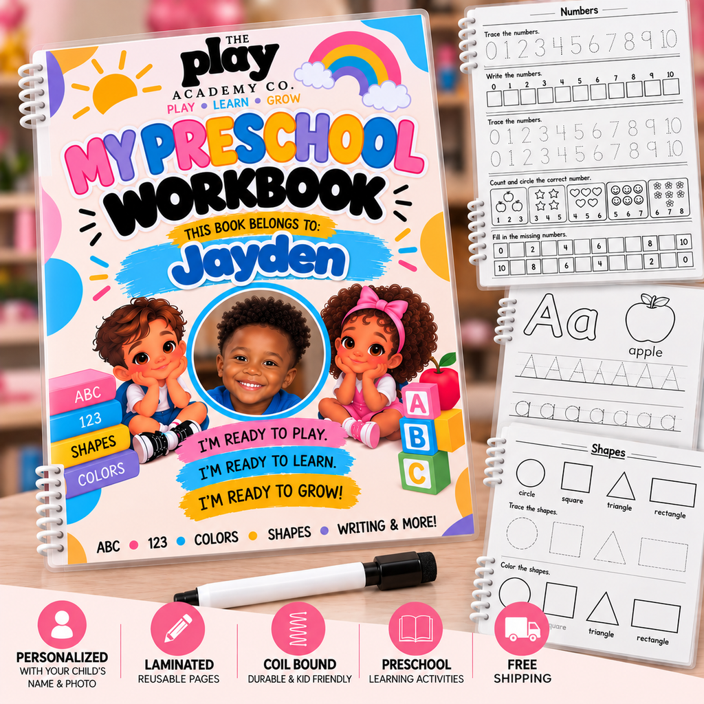 Personalized Preschool Workbook with Your Child's Name & Photo